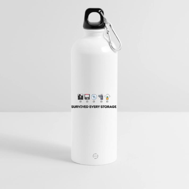 Data Storage Evolution - Tech Icons Water Bottle with carabiner 750 ml