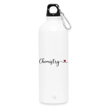 Chemistry with Heart Lettering - Water Bottle with carabiner 750 ml - white - Front