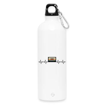 Cassette Retro ECG Heartbeat - Gourde en inox avec mousqueton 750 ml - blanc - Devant
