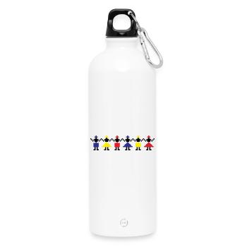 HORA - Traditional Romanian folk art - Water Bottle with carabiner 750 ml - white - Front