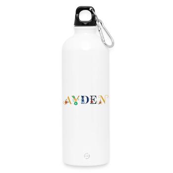 AYDEN name adorned with flowers - Water Bottle with carabiner 750 ml - white - Front