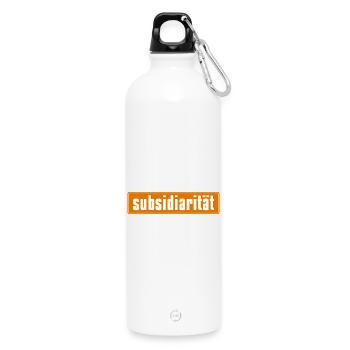 Subsidarity Schriftzug auf Background - Trinkflasche mit Karabiner 750 ml - Weiß - Vorne