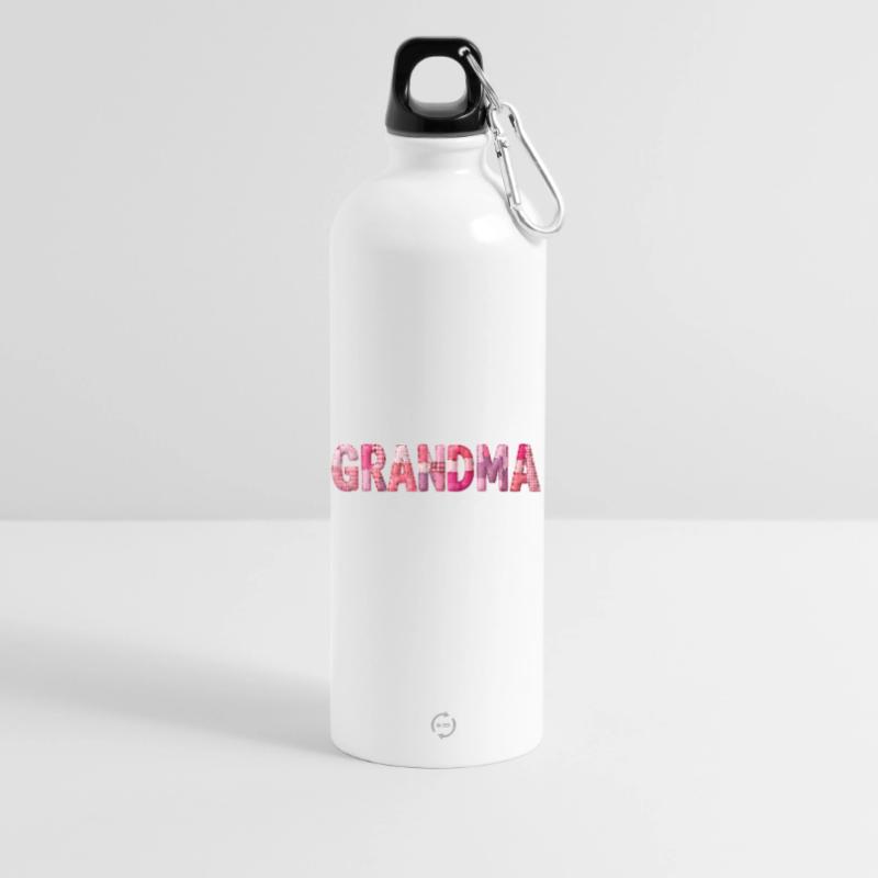 Großmutter Pink Plaid Buchstaben Patchwork Trinkflasche mit Karabiner 750 ml