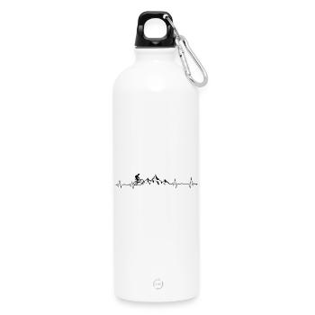 Mountain bike heartbeat - Water Bottle with carabiner 750 ml - white - Front