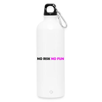 No Risk No Fun - Water Bottle with carabiner 750 ml - white - Front