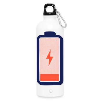 Batterie vide - chargez-moi ! - Gourde en inox avec mousqueton 750 ml - blanc - Devant