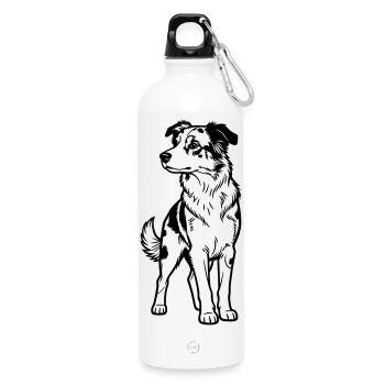 Australischer Schäferhund - Trinkflasche mit Karabiner 750 ml - Weiß - Vorne