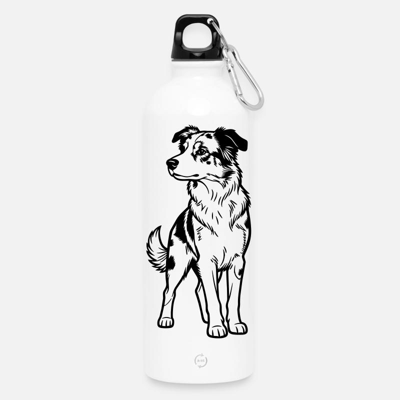 Australischer Schäferhund - Trinkflasche mit Karabiner 750 ml - Weiß
