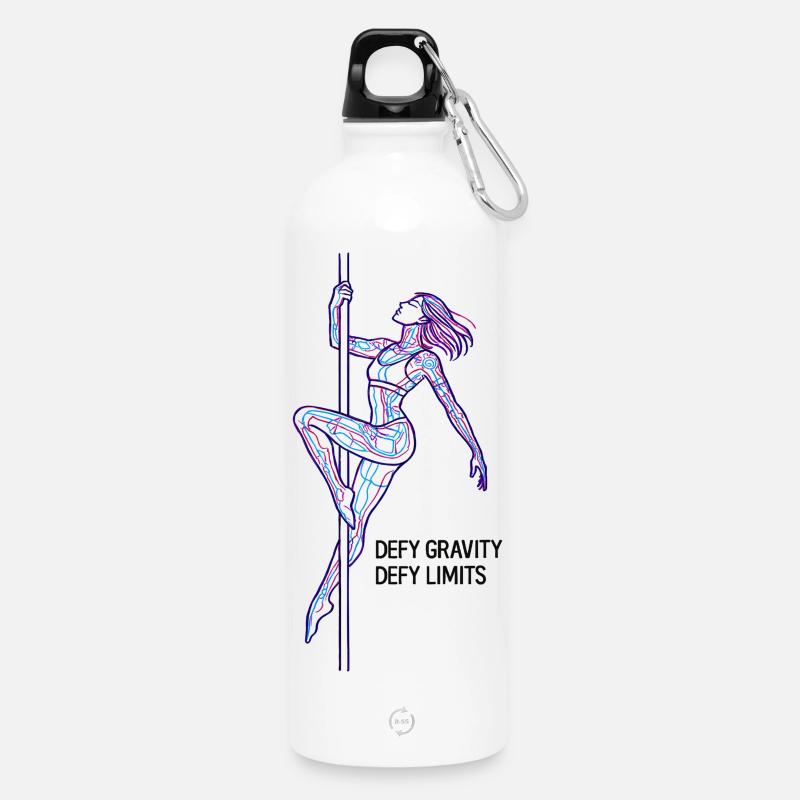 Pole Dance Line Art – Starke Frau Geschenk - Trinkflasche mit Karabiner 750 ml - Weiß