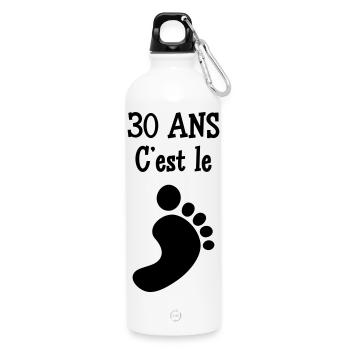 30 ans c'est le pied ! - Gourde en inox avec mousqueton 750 ml - blanc - Devant