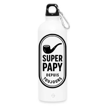 Super Papy depuis toujours - Gourde en inox avec mousqueton 750 ml - blanc - Devant
