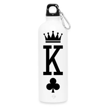 König der Karten - Trinkflasche mit Karabiner 750 ml - Weiß - Vorne