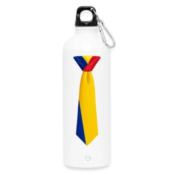 Romania Tie – Flaggendesign - Trinkflasche mit Karabiner 750 ml - Weiß - Vorne