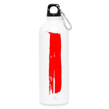 Rayures - Pinceaux / Peints à la main - Gourde en inox avec mousqueton 750 ml - blanc - Devant