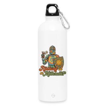 Rüstung ist so Mittelalter - Trinkflasche mit Karabiner 750 ml - Weiß - Vorne