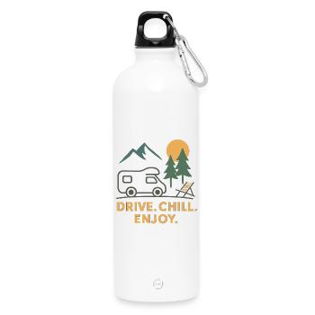 Camping-car - Gourde en inox avec mousqueton 750 ml - blanc - Devant