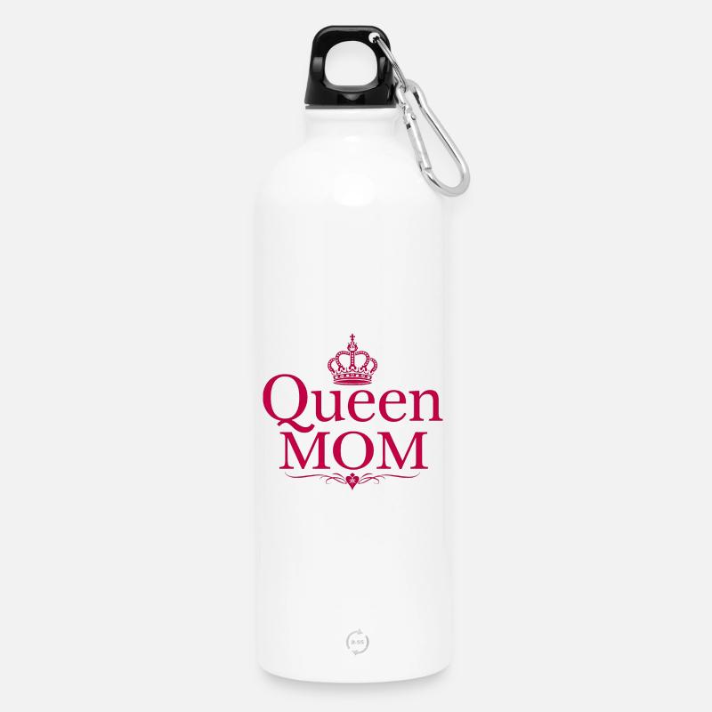 Queen Mom – Stylisches Muttertags-Design - Trinkflasche mit Karabiner 750 ml - Weiß