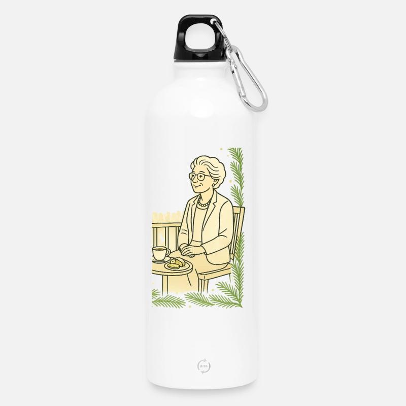 Großmutter Cafézeit am Tisch - Trinkflasche mit Karabiner 750 ml - Weiß
