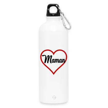 MAMA HERZ - Trinkflasche mit Karabiner 750 ml - Weiß - Vorne