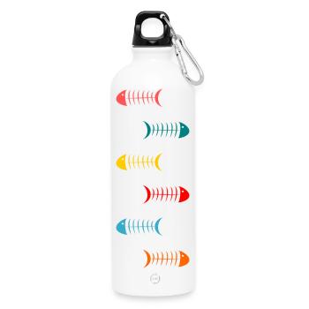 SARDINE. FISH. APRIL FOOL. SEA. OCEAN. NAT - Water Bottle with carabiner 750 ml - white - Front
