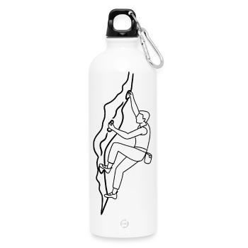 Man on climbing wall - Water Bottle with carabiner 750 ml - white - Front