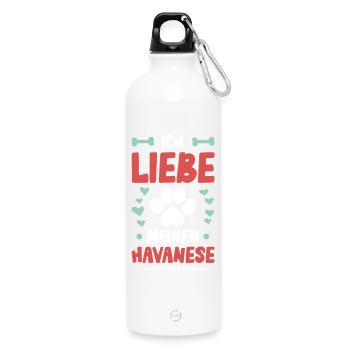 Ich liebe meinen Havanese - Trinkflasche mit Karabiner 750 ml - Weiß - Vorne