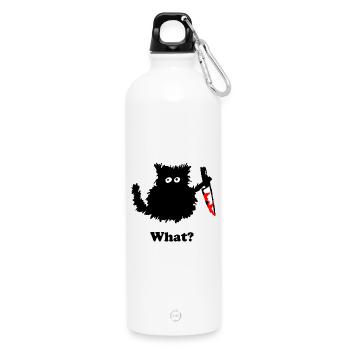 Mord Kätzchen Aufkleber - Trinkflasche mit Karabiner 750 ml - Weiß - Vorne
