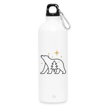 PolarBär im Sternenwald - Trinkflasche mit Karabiner 750 ml - Weiß - Vorne