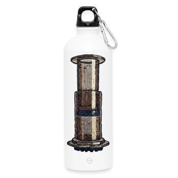 Embroidered Aeropress – Barista-Kaffee (gedruckt) - Trinkflasche mit Karabiner 750 ml - Weiß - Vorne