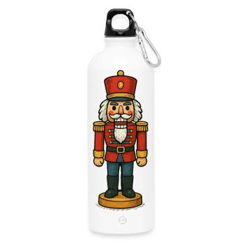 Nussknacker Soldat Comic - Trinkflasche mit Karabiner 750 ml - Weiß - Vorne