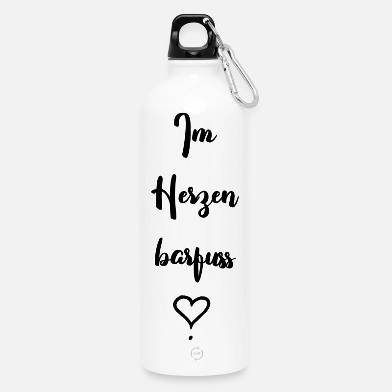 Im Herzen barfuss - Trinkflasche mit Karabiner 750 ml - Weiß