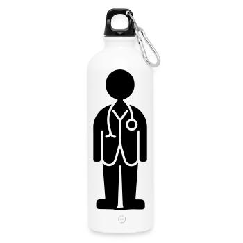 Doktor Symbol - Trinkflasche mit Karabiner 750 ml - Weiß - Vorne
