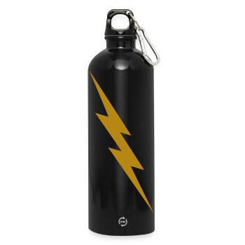 Golden Lightning Bolt - Water Bottle with carabiner 750 ml - black - Front