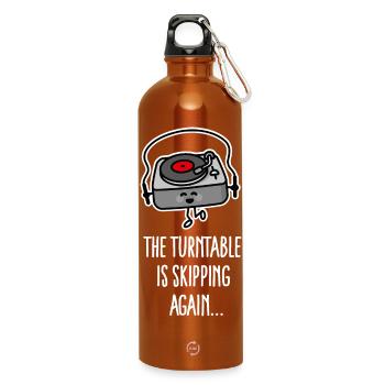 Vinyl Schallplatte Plattenspieler springt wieder - Trinkflasche mit Karabiner 750 ml - Orange - Vorne