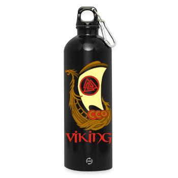 Wikingerschiff - Trinkflasche mit Karabiner 750 ml - Schwarz - Vorne