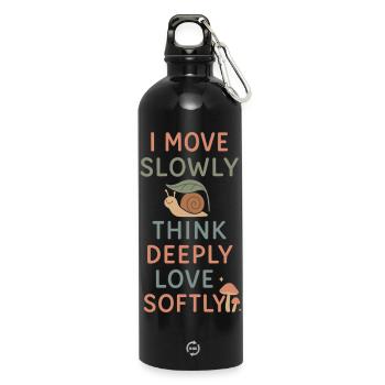 Neurodivergent introvert - Water Bottle with carabiner 750 ml - black - Front