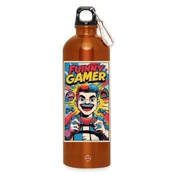 conception de dessin animé de joueur drôle - Gourde en inox avec mousqueton 750 ml - orange - Devant