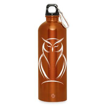 Weise Eule, schützender und spiritueller Vogel - Trinkflasche mit Karabiner 750 ml - Orange - Vorne