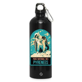 Bartgeier Pyrenäen-Nationalpark: majestätische Fauna - Trinkflasche mit Karabiner 750 ml - Schwarz - Vorne