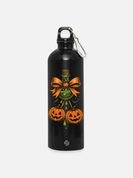 Halloween Zaubertrank mit Kürbissen - Trinkflasche mit Karabiner 750 ml - Schwarz