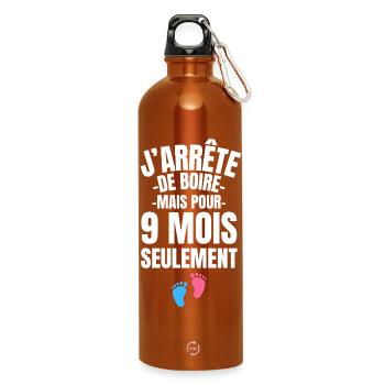 Lustige Schwangerschaftsankündigung - Humor Werdende Mama 2026 - Trinkflasche mit Karabiner 750 ml - Orange - Vorne