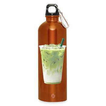 Kühlgrüne Matcha Milch-Latte - Trinkflasche mit Karabiner 750 ml - Orange - Vorne