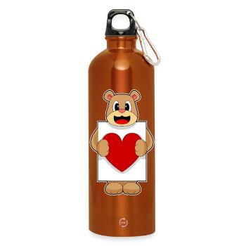 Jeu de cartes de poker Bear Poker - Gourde en inox avec mousqueton 750 ml - orange - Devant