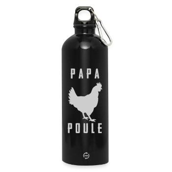 DAD HEN Rooster Silhouette - Water Bottle with carabiner 750 ml - black - Front