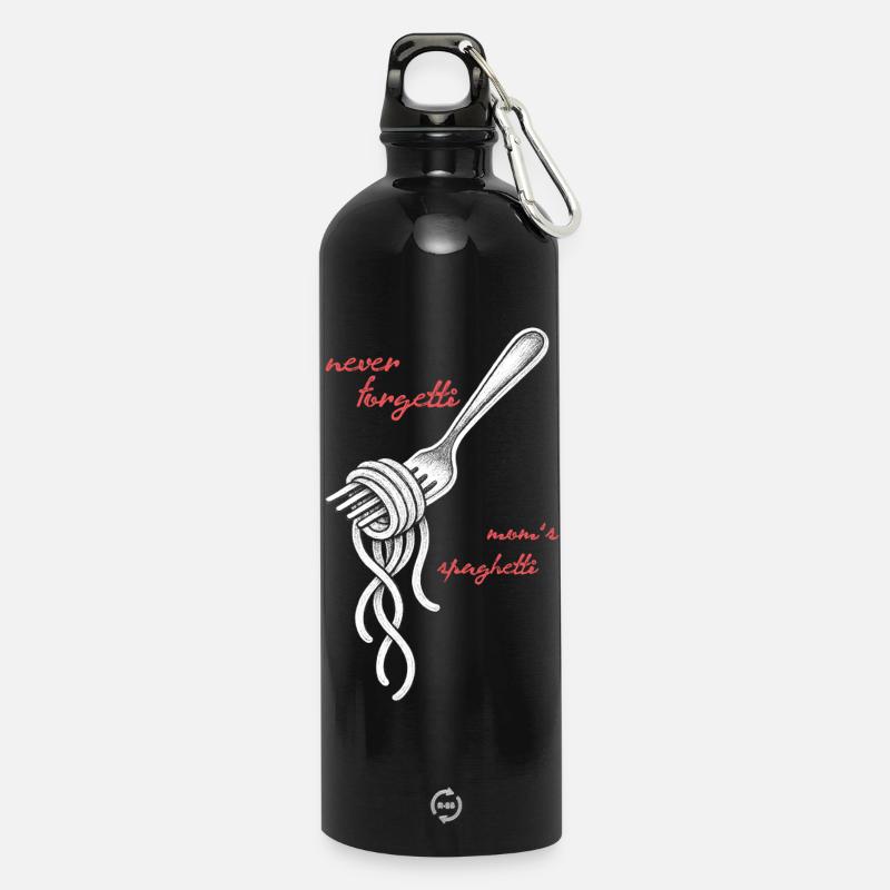 Never Forgetti Spaghetti Fork Drawing - Water Bottle with carabiner 750 ml - black