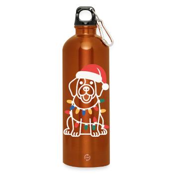 Santa Pup Christmas Lights - Water Bottle with carabiner 750 ml - burnt orange - Front