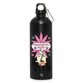 Peaceful Puff C&C - Trinkflasche mit Karabiner 750 ml - Schwarz - Vorne