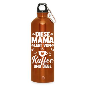 Kaffee Kaffeeliebhaber Mutter Mama - Trinkflasche mit Karabiner 750 ml - Orange - Vorne