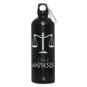 Child of Nemesis – Percy Jackson inspired design - Water Bottle with carabiner 750 ml - black - Front