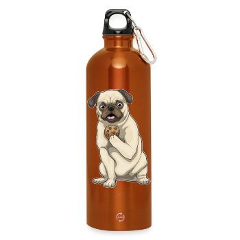 Mops Cookie - Trinkflasche mit Karabiner 750 ml - Orange - Vorne